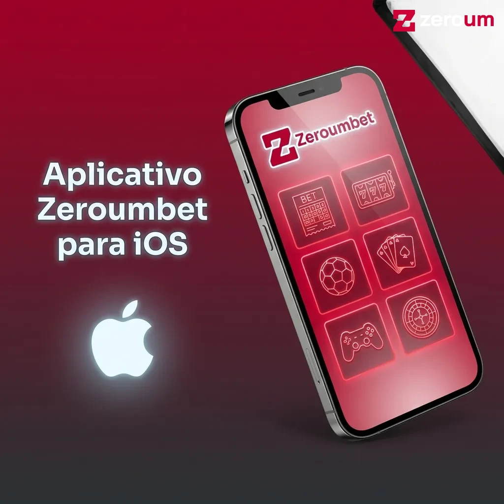App Zeroumbet em iPhone mostrando interface de apostas compatível com iOS 11.0 ou superior