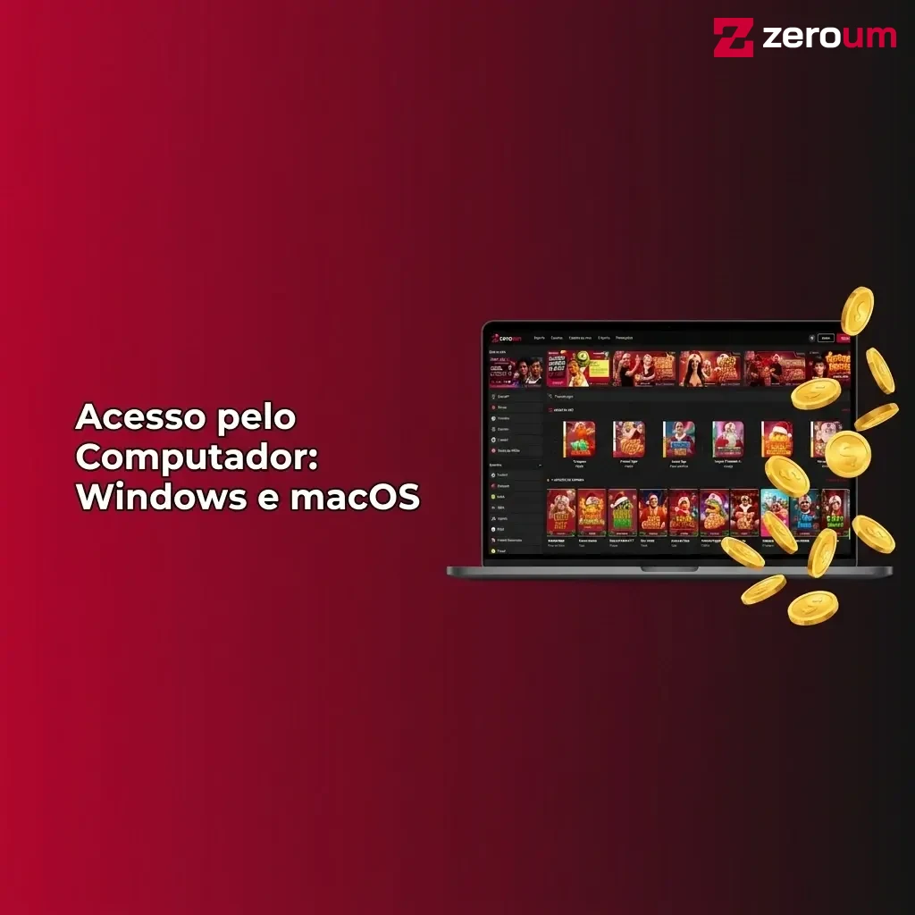 Pessoa acessando a plataforma Zeroumbet pelo navegador no computador com Windows ou macOS